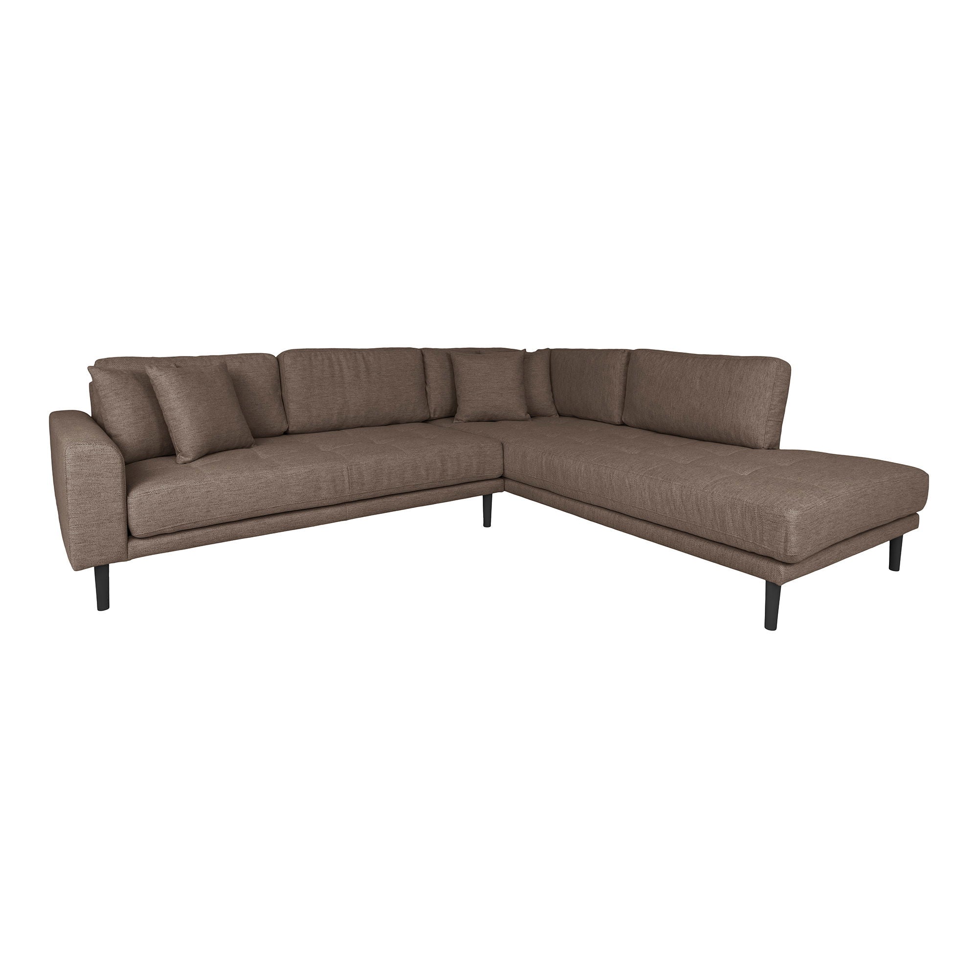 Lido – Ecksofa mit offenem Ende, rechtsbündig, schwarze Holzbeine, 92–220 × 257 × 76 cm